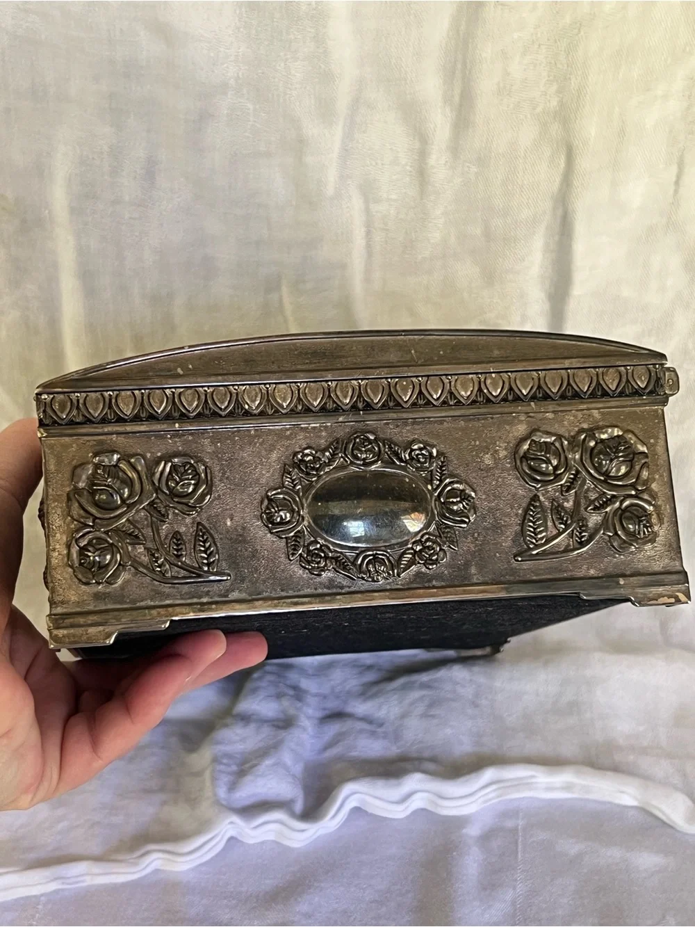 Godinger Ornate Floral Metal Jewelry Box - Silver Tone
